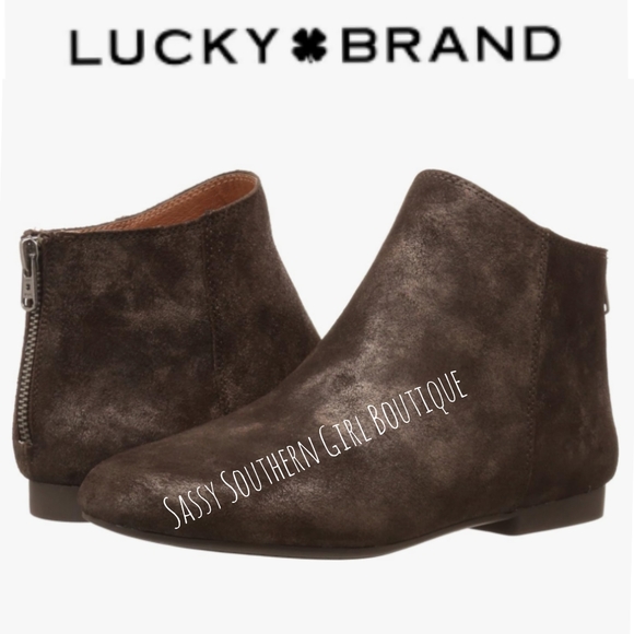 🆕⭐ Lucky Brand chocolate brown suede leather bootie - Picture 1 of 13
